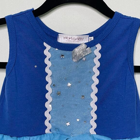Muababy Disney Inspired Summer Dress Princess Cinderella Sleeveless Blue Cotton - Picture 3 of 8